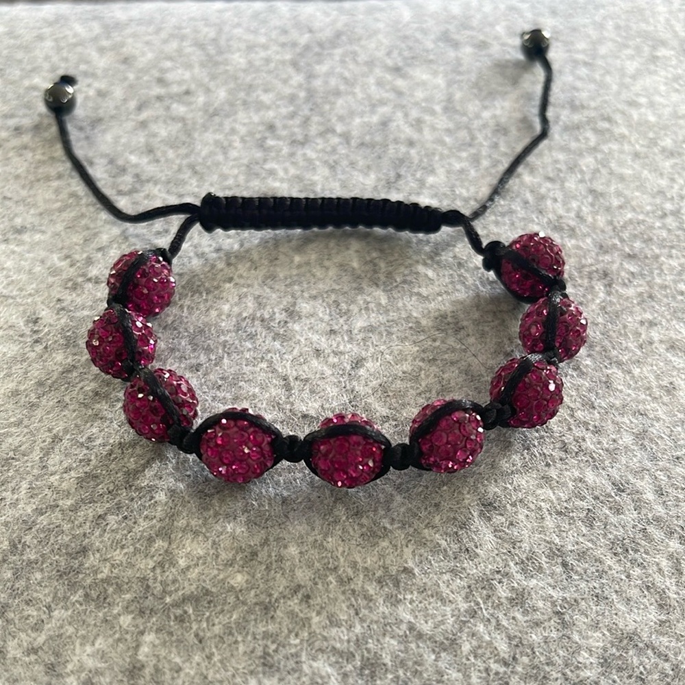 Pink Crystal Beaded Bracelet